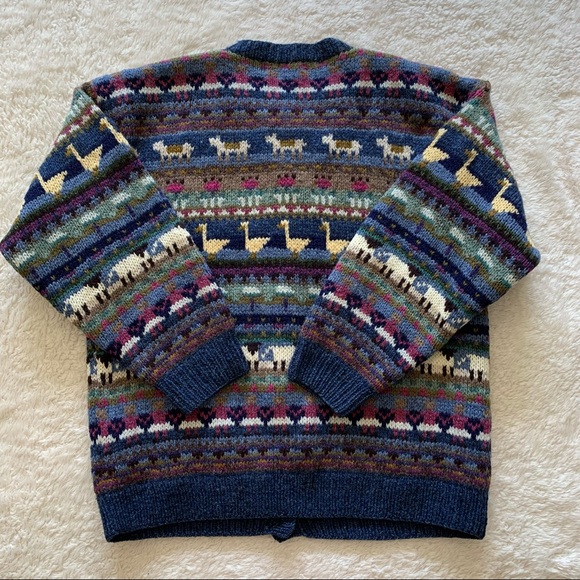 L.L Bean vintage wool animal duck print cardigan - Picture 3 of 10